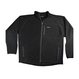 Kuiu Mens StrongFleece Full Zip Jacket Black Waffle Knit Technical Fleece XL